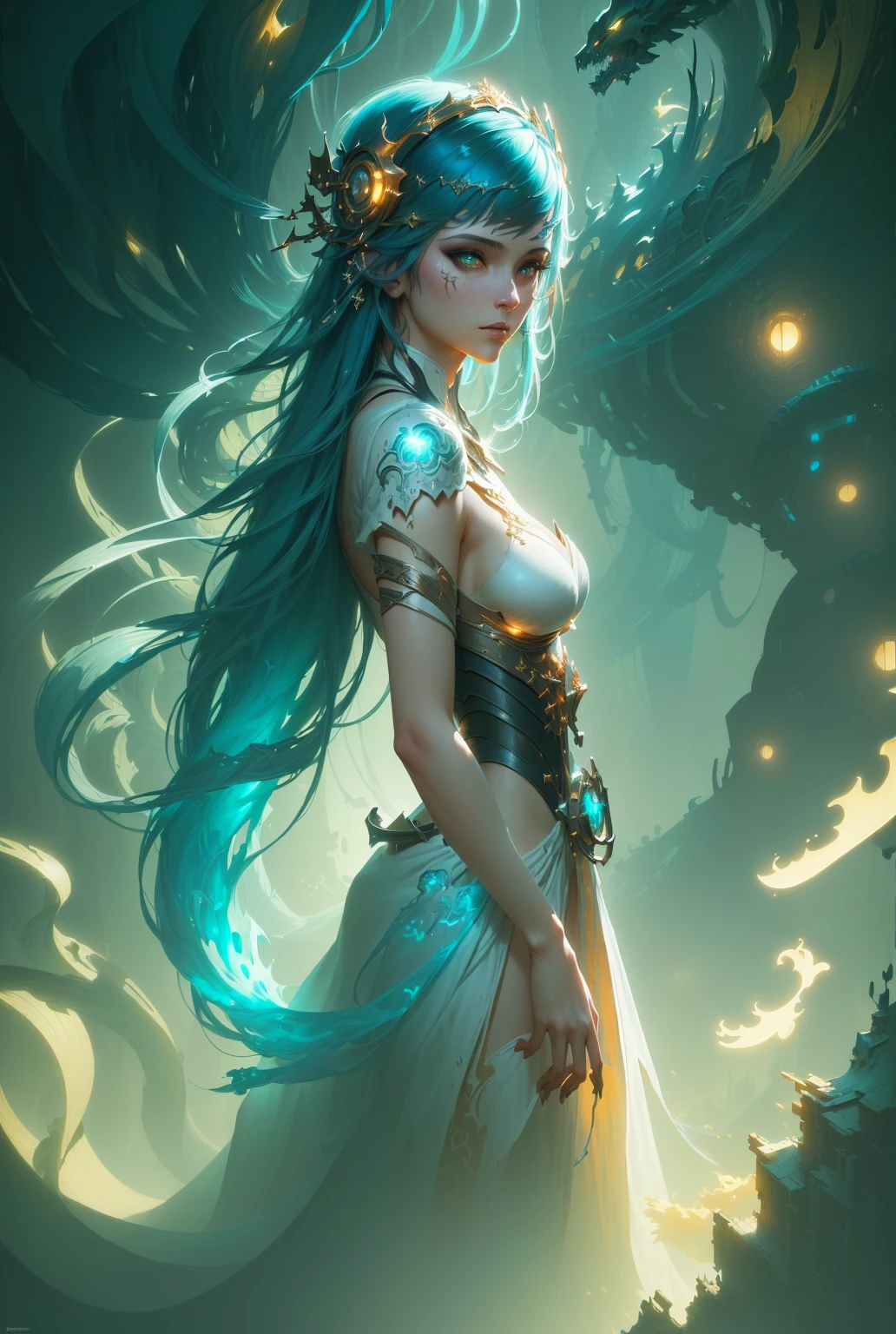 masterpiece, best quality, (extremely detailed CG unity 8k wallpaper), (best quality), (best illustration), (best shadow), absurdres, realistic lighting, (Abyss), beautiful detailed glow, art by PeterMohrBacher,