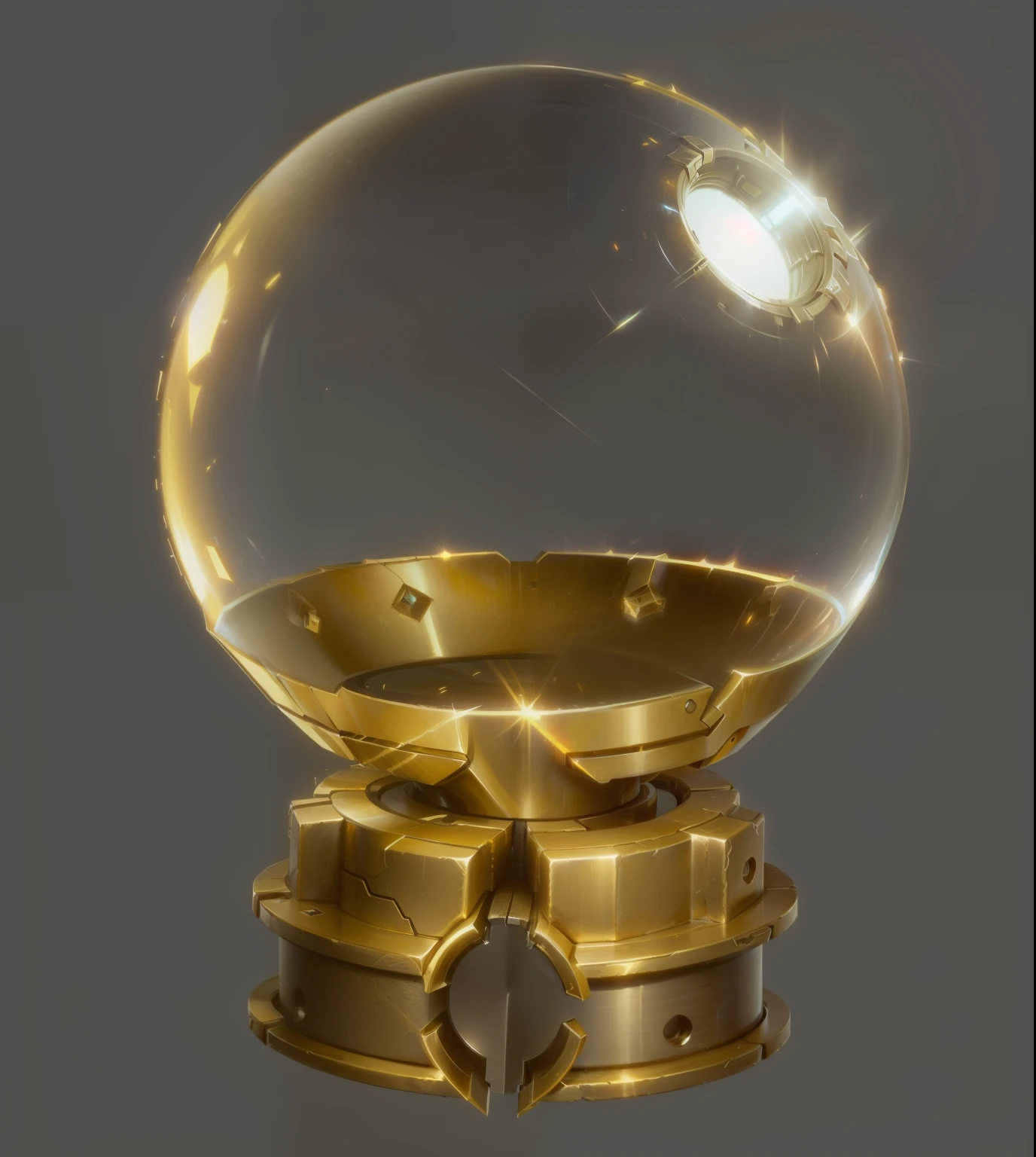 Gachapon，Metal Material，metallic feel，metal gears, Mechanical Punk，European and American magical style， Round base, League of Legends Inventory Items，object concept art，Dark Concept Art