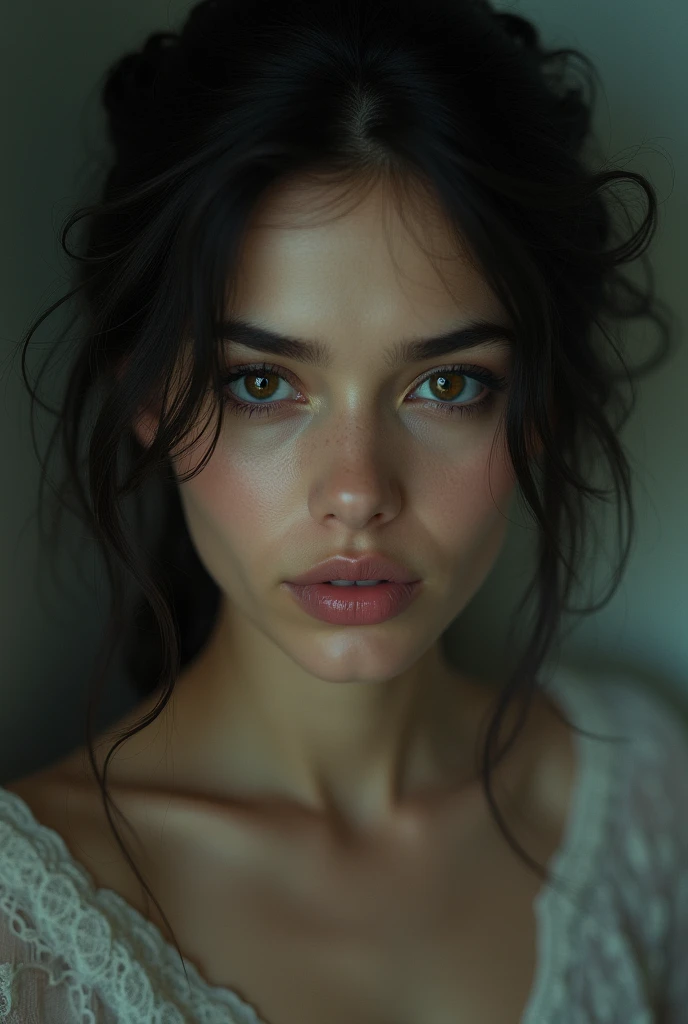 woman with depressed appearance , Fragile complexity with great Mexican beauty