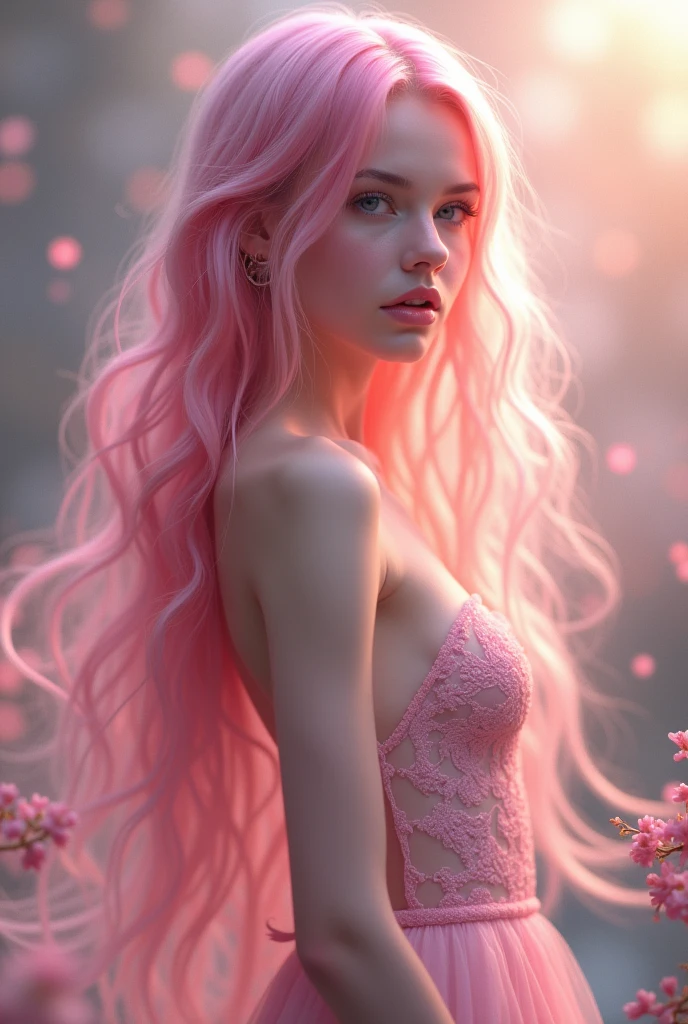 girl,, Naked,rambut pink 