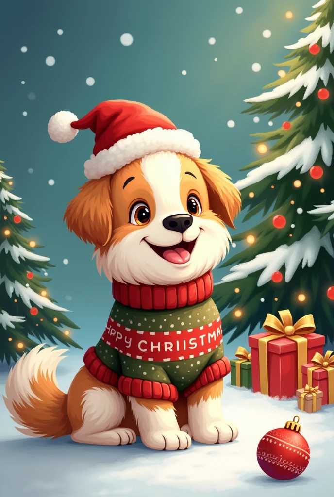 Christmas dog drawing
