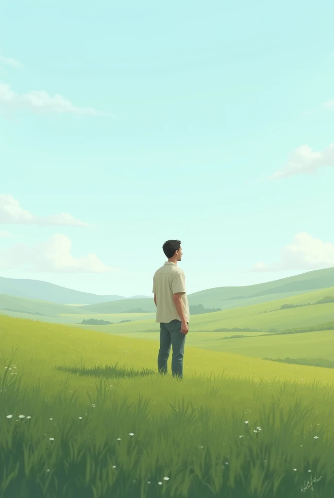 illustration, a man standing in the field