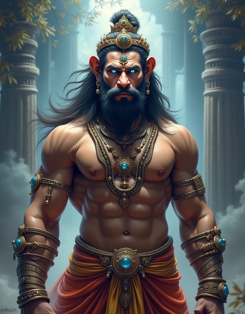 Lord Hanuman blue eyes image. Not light blue eyes 