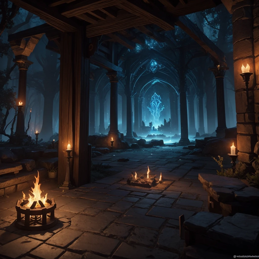 #### **Housing & business:**
- **The Shadow Fortress:** Residencia de Thalassa Island, a bastion where all important decisions are made and the amulet of lineage is kept.
- **Eternal Night Market:** An underground market where dark artifacts are traded, grimoires, and resources of the Ignis continent. Only accessible to the worthy.
- **Temple of Darkness:** A place of meditation and training where Night Elves hone their skills in dark magic and combat..
- **The Tavern of Silence:** A place hidden beneath the shadows where secrets and alliances are exchanged in whispers.
---
#### **History of the City:**
Draenor was once the beating heart of the Night Elves in Ignis, a city where daylight never penetrated. Founded by the ancient order of Night Elves, Draenor thrived as a center of dark power and knowledge. However, The cataclysm that devastated Ignis brought with it betrayal and destruction. Thalassa Island, one of the last heirs of this order, has sworn to remain