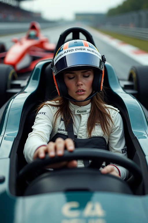 Female racing driver Fainted in a Formula One car