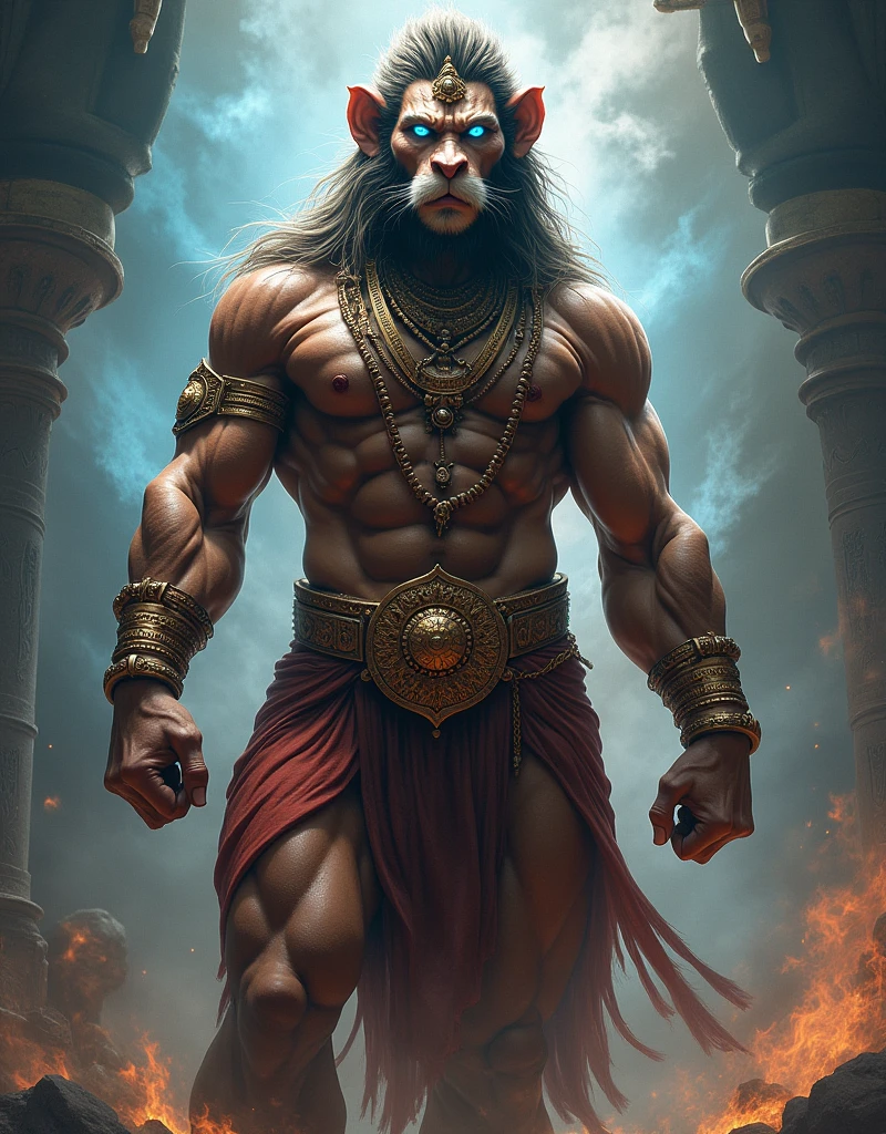 Lord Hanuman blue eyes image. Not light blue eyes
