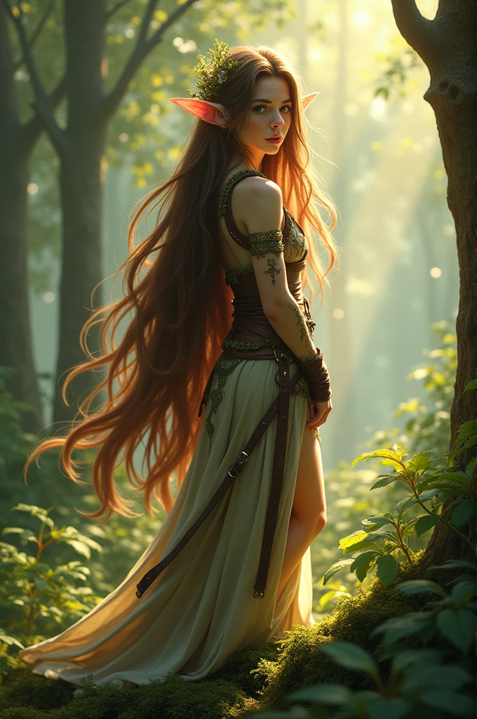Elf with brown long hair