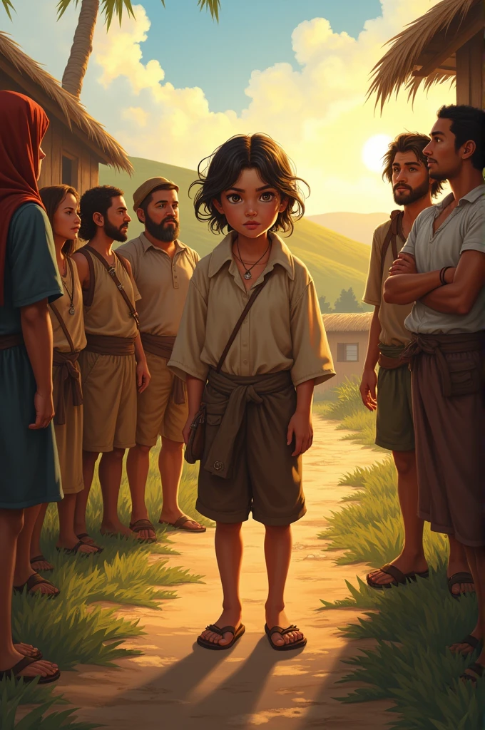 The girl returns alone and tells her village about her findings.