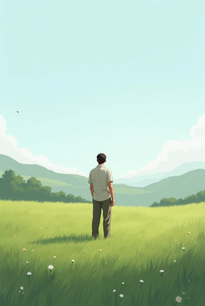 illustration, a man standing in the field