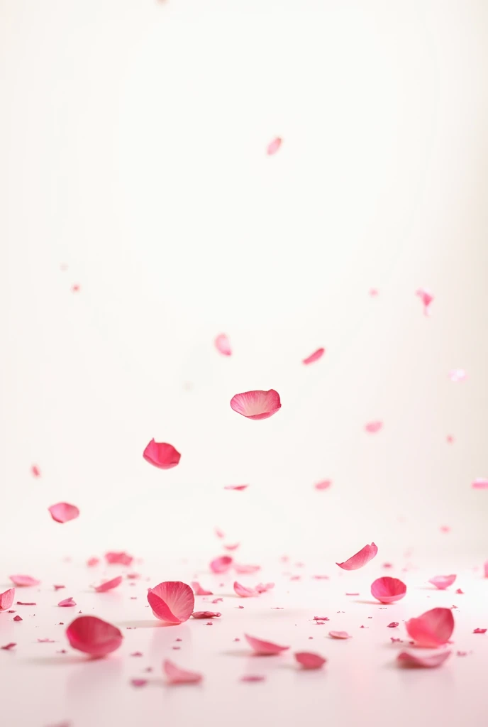 Mini rose petals falling on white background 

