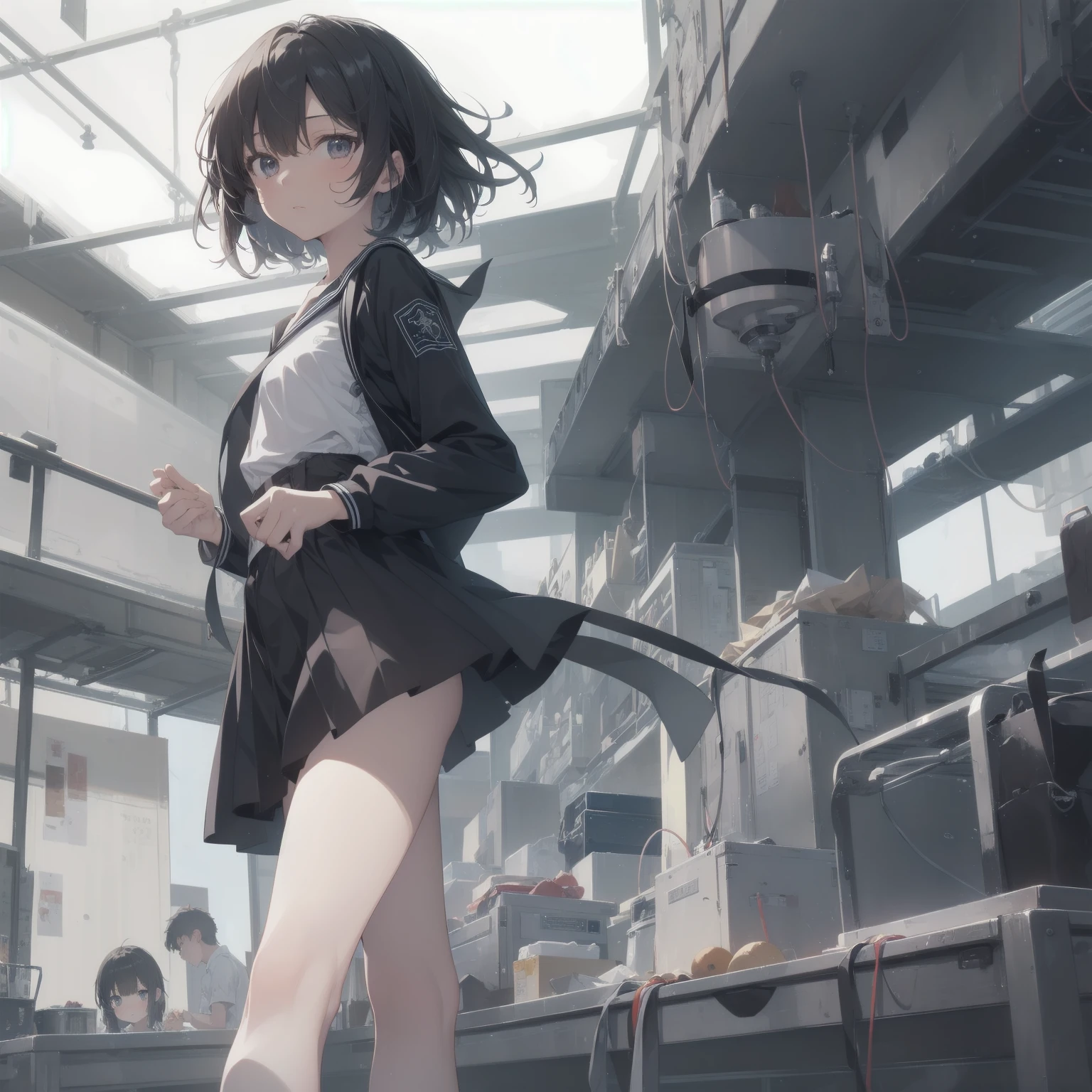 ultra-absurdres-Top quality by artist God, ultra-detailed, high resolution, anime moe artstyle, best anime 8k konachan wallpaper, pixiv contest winner, pool:2810, perfect ???????,break, 1girl, (Please draw a girl walking sleepily to school alone. )break,(Solo,little female, 13-year-old:1.3),Full limbs, complete fingers,a junior high school student, (very short hair), short cut, flat chest, , small butt, small black eyes, beautiful detailed eyes, well-proportioned iris and pupils, expressive eyes, highres detailed hair, soft expression, salor school_uniform, sailor collar, serahuku, bow, pleated skirt,(Detailed Lighting), (Detailed background), in the School commute route. break,super detailed skin, Best cinematic lighting powered by famous artist, 8k,beauty illustration,photoshop_(medium),very aesthetic,break,((artist:shimazaki_mujirushi )), artist:clamp ,artist:carnelian ,artist:kantoku ,
