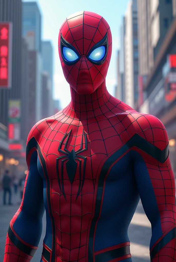 Spider man with sharingan and renigon eyes