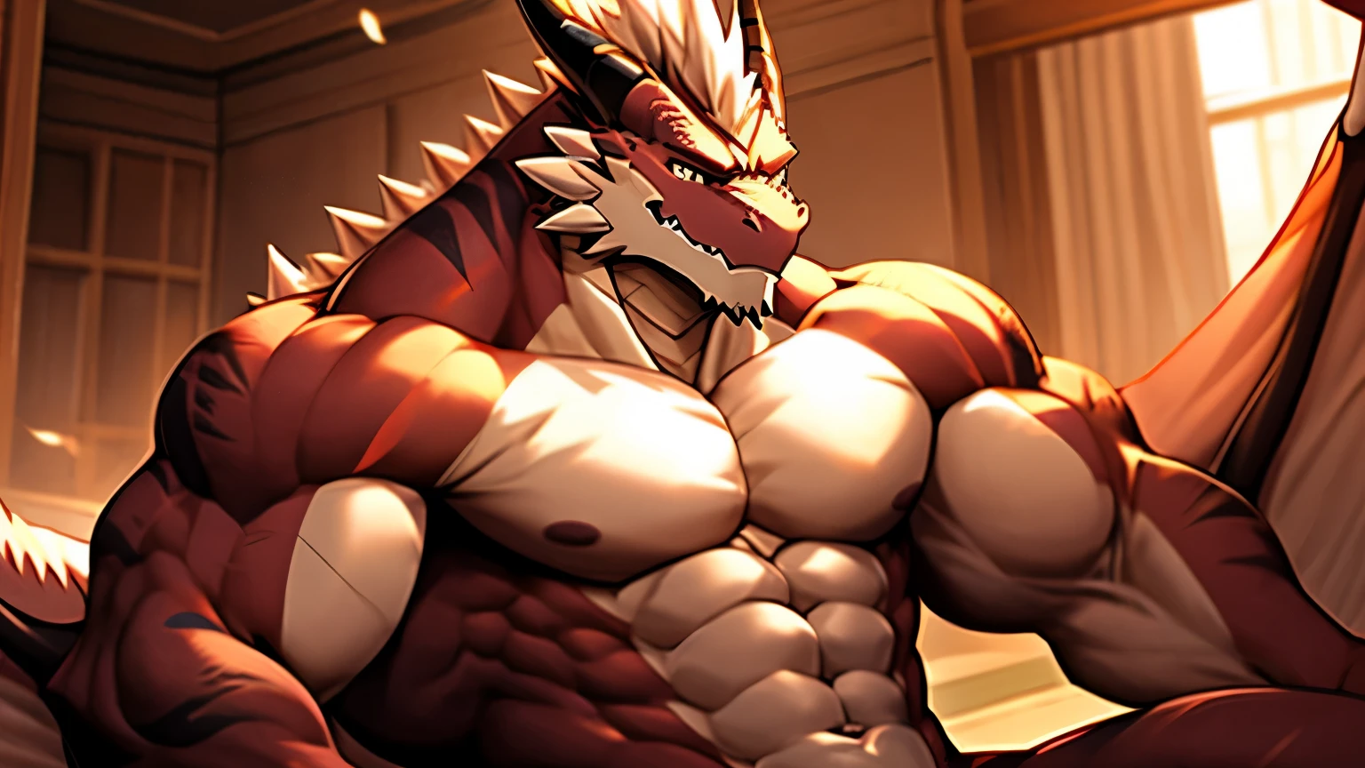 Dragon, virile, naked, muscular, dignified々Shii