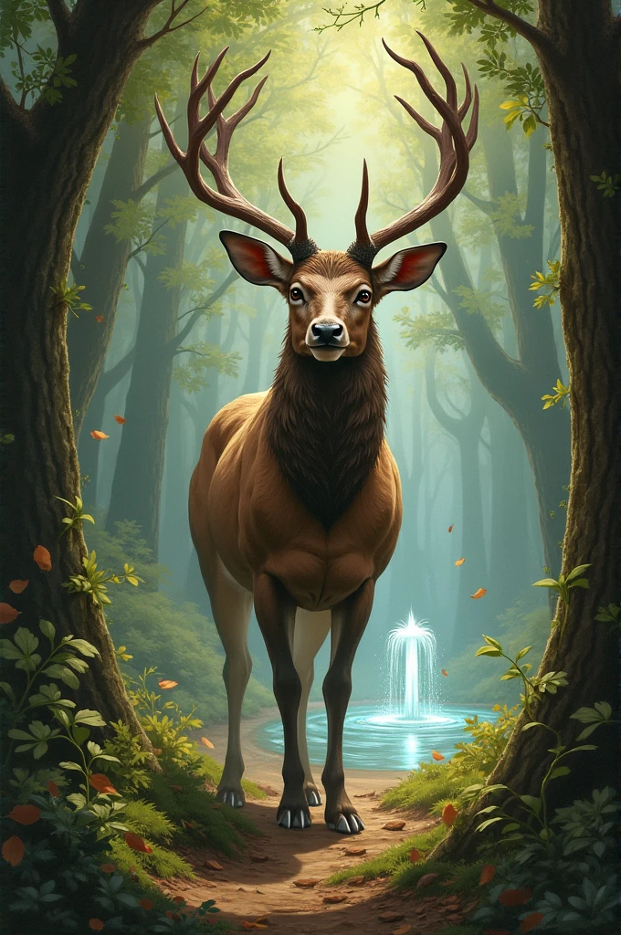 You follow the sound of rustling and discover a wounded animal trapped in a hunter's snare. You approach the trapped animal and realize it's a majestic deer with piercing eyes. You carefully free the deer from the snare, earning its trust. In gratitude, the deer leads you to a hidden glade where a magical fountain awaits. You can choose to drink from the fountain or continue your journey