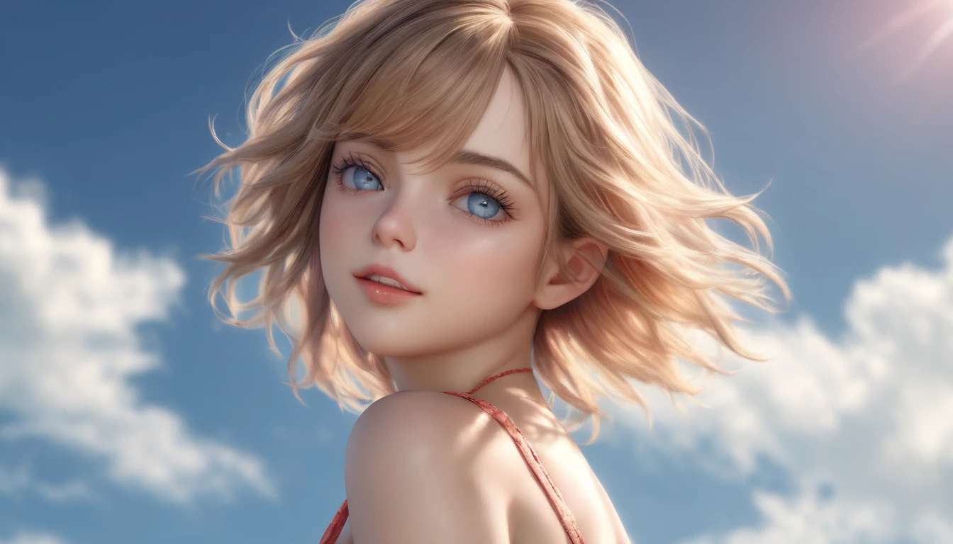 Summer sky,sunny,Daytime, (Highest quality,4K,8k,High resolution,masterpiece:1.2),Very detailed,(Realistic,photoRealistic,photo-Realistic:1.37),High resolution,超High resolution,Studio Lighting,Vibrant colors,Professional