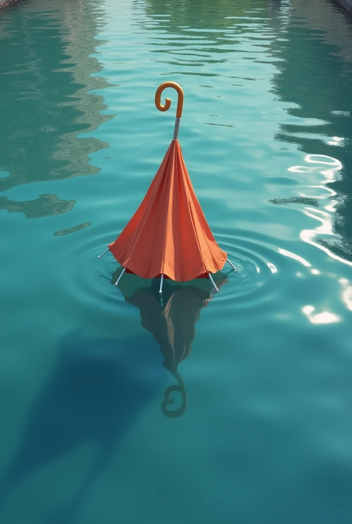 Umbrela upside down in a water 