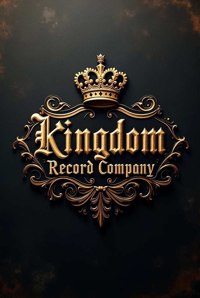 Create a name logo "kingdom record company" but with things that resemble engraving and engraving colors and also things that resemble kingdom
