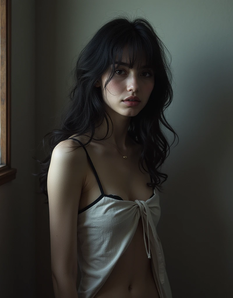 some gangsters caught one，and took off her clothes，touch her body parts。