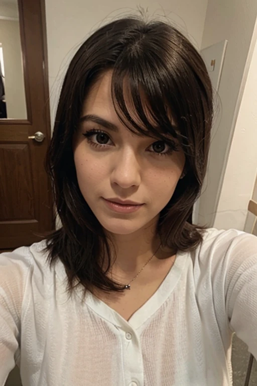a selfie d'a pretty young white portuguese woman, with brown hair