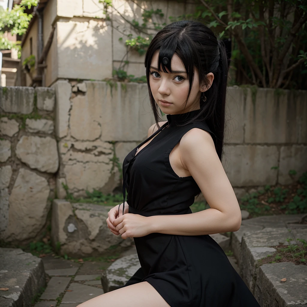 Naruto Anime Hinata Beautiful Picture With Black Dress