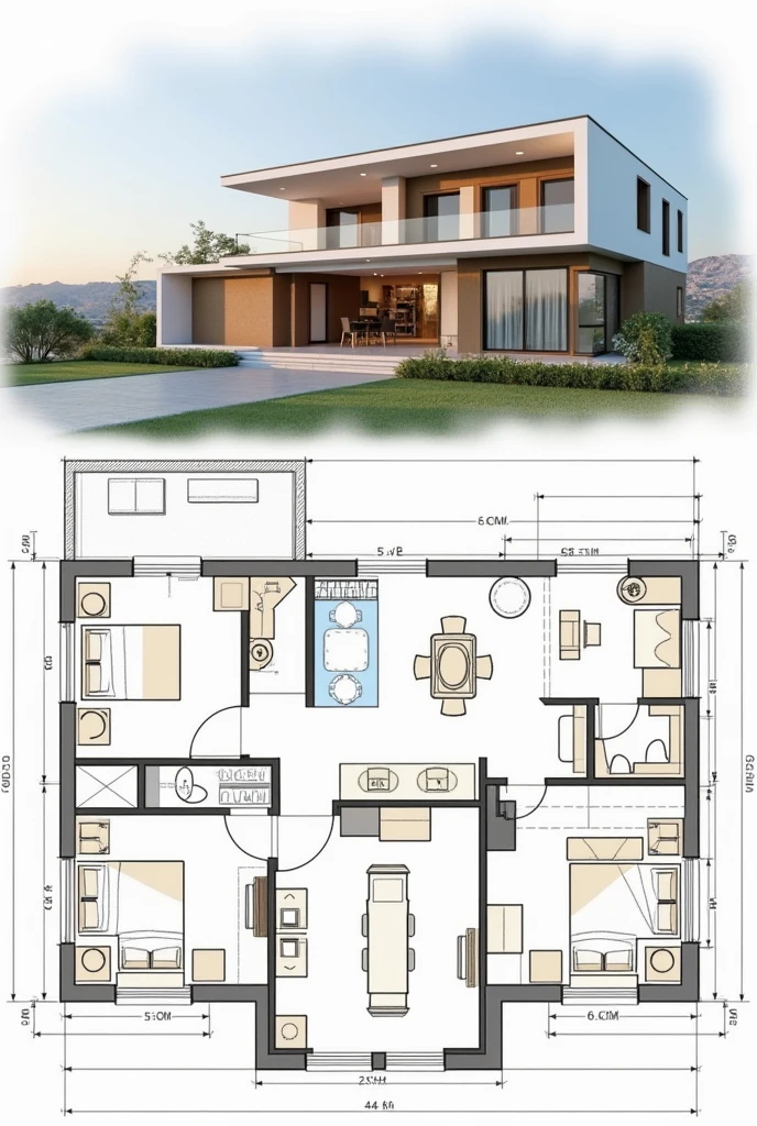 Plans for a 180 square meter house