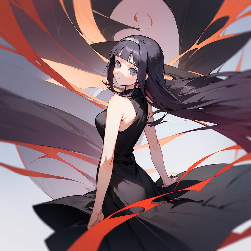 Naruto Anime Hinata Beautiful Picture With Black Dress