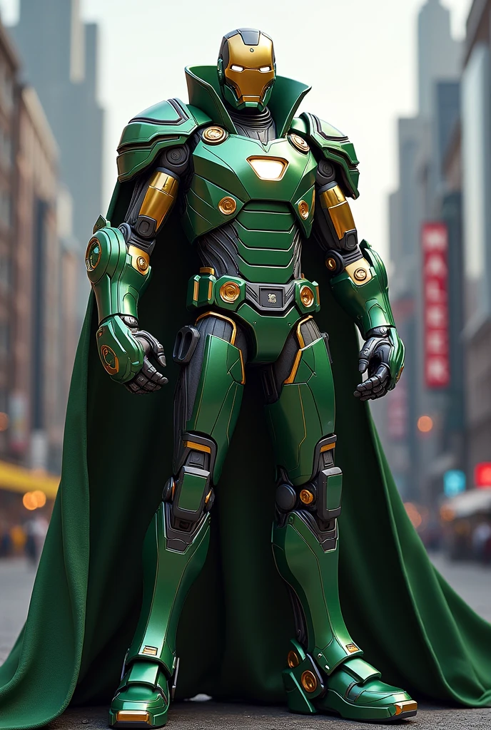 Generate an image of Tony Stark with the Dr Doom suit similar to Iron Man&#39;s