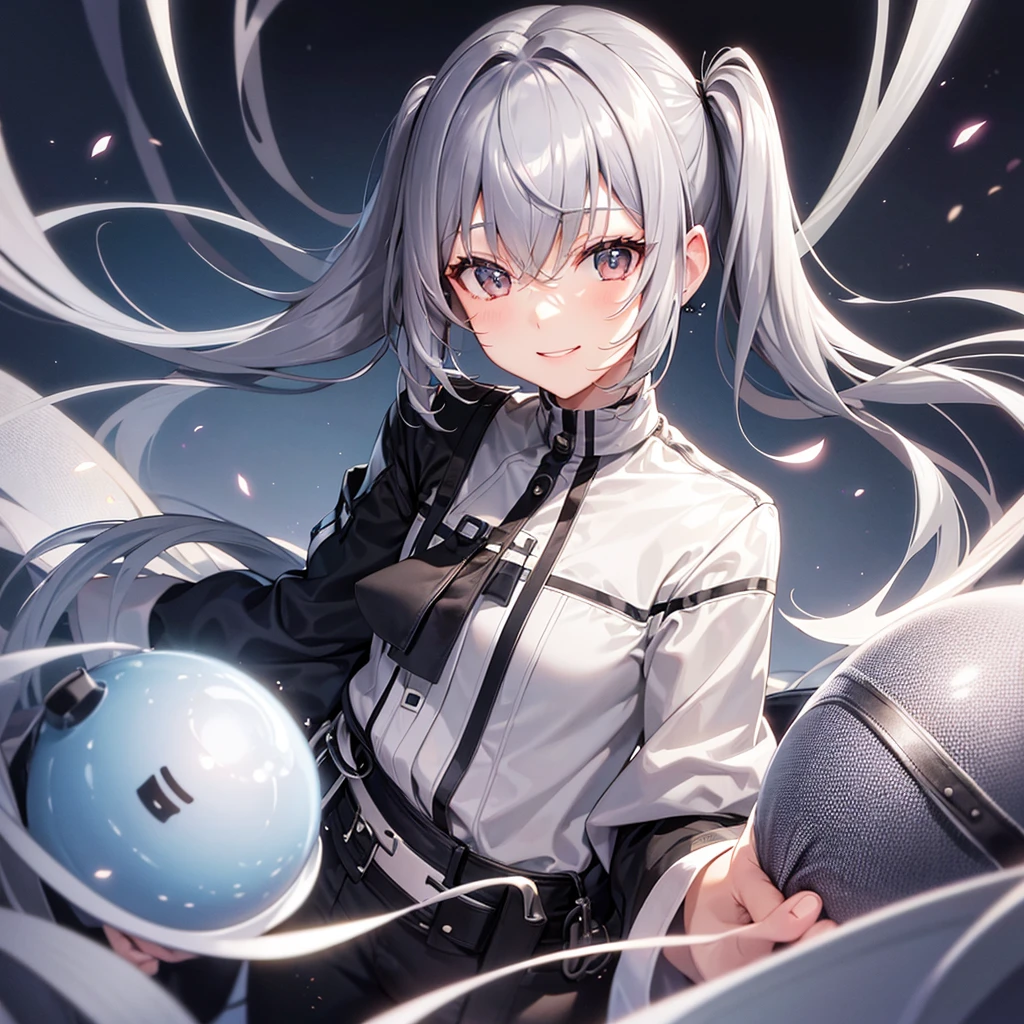 One person, Shortcuts, Gray Hair, Inner Color, High resolution, smile, Bright low pigtails,