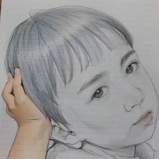 A 3-year-old boy supporting his head with his right hand.