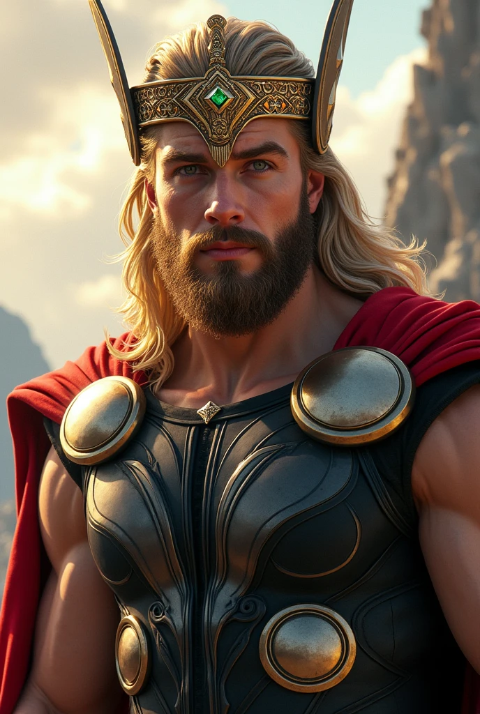 Beautiful and age Thor. Robust and sexy. With a crown of gold and gems.