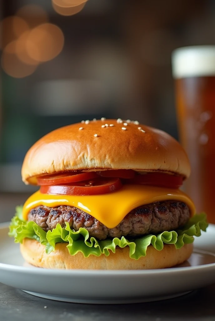 burger with beef and cheddar