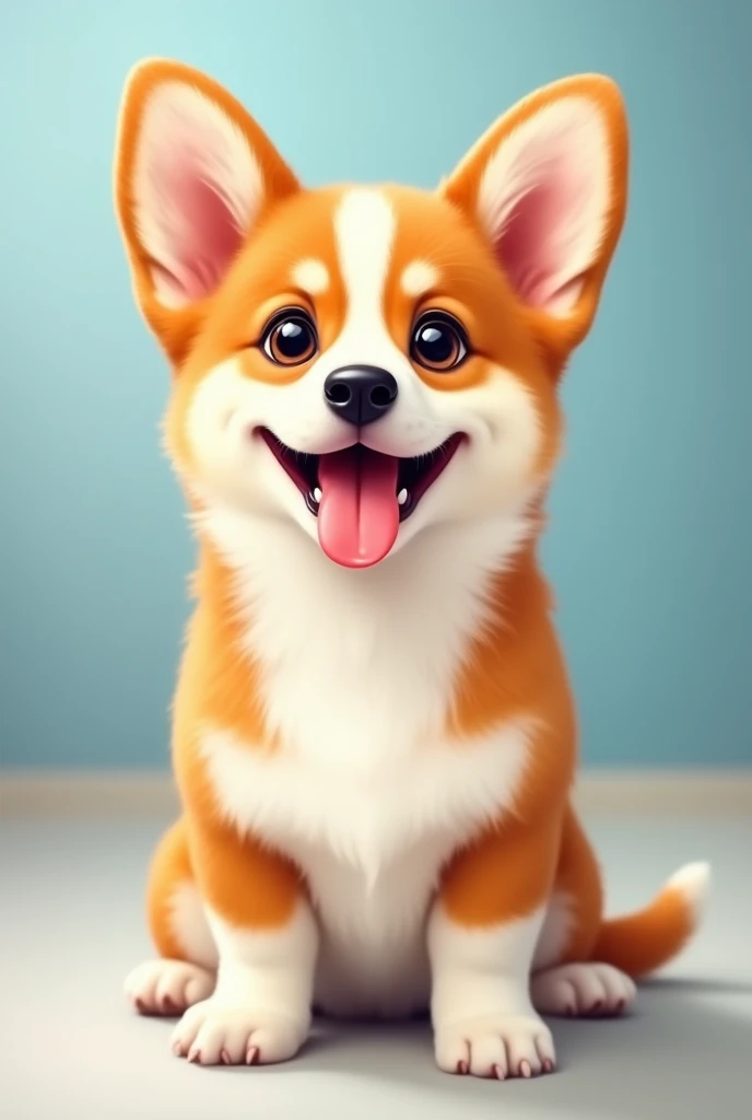 Picture of an 8 month old corgi dog smiling.