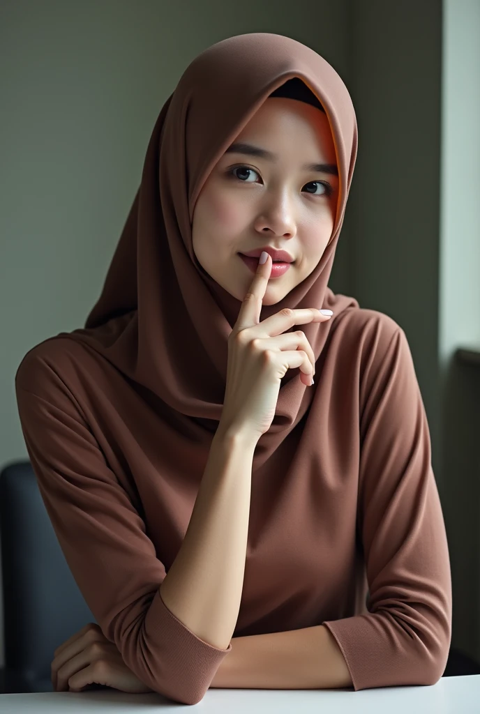 2woman, 3-Years-Old,Female Teacher, Hijab Beautiful Indonesian Woman, Wearing Tight Gamis, wearing bra, White Porcelain Skin, Realistic Ultra,,2, Lesbian Sex, deeply in Lustful,nipple lick,one finger on pussy,lay down on a table