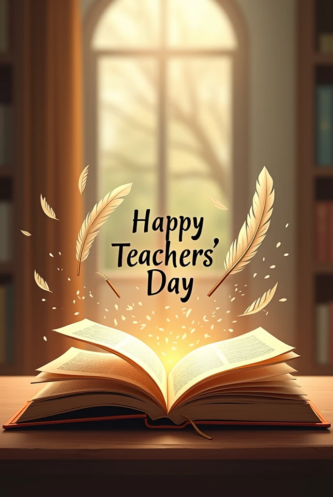 Teachers day poster
More realistic
With a book in between
And the words flowing out of the book
Add some quills
Write happy teachers day or a qoute i