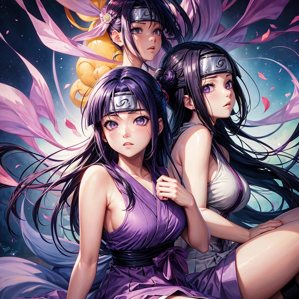 Naruto Anime Hinata HYUGA Beautiful Picture With purple dress.
