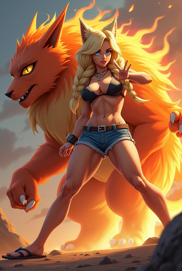 ::Style vector, Vectorized logo of ferocious lion, GOU (((rounded shapes))), Vivid colors, White outline and background, Flames around the logo  ::n_Sets the image background style, Morphing in the logo, Cartoon, anime big breast