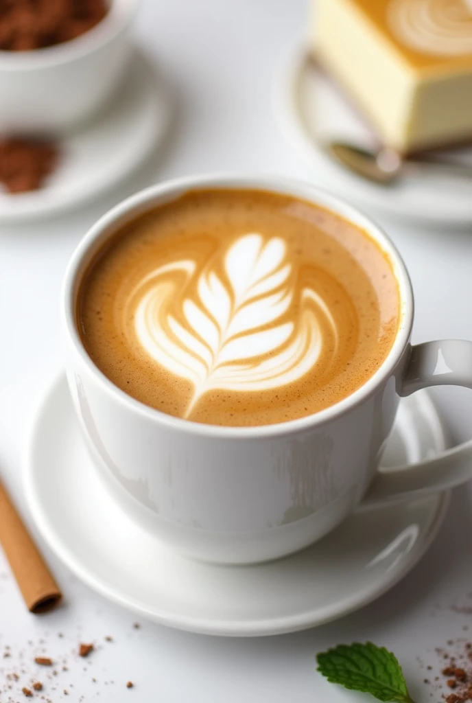 Cheesecake latte white cup