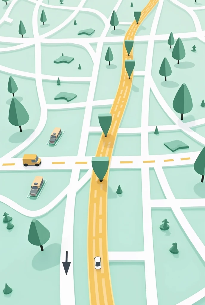 a real-time map, with the illustration similar to the waze interface. Quite intuitive and easy to understand, friendly and minimalist. The type of illustration that is 2D, nothing in 3D, without being inside a device. No location points or cars, just the map.