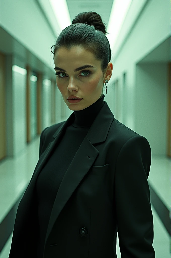 the matrix x2 a 'nmez de btis xvdd, Audrey Hepburn starring, in the style of ludwig mies van der rohe, tilt-shift lenses, strong facial expression, corporate punk, group zero, forced perspective, dynamic and action-packed --ar 25:13 --v 5 (No Luma text prompts were used).