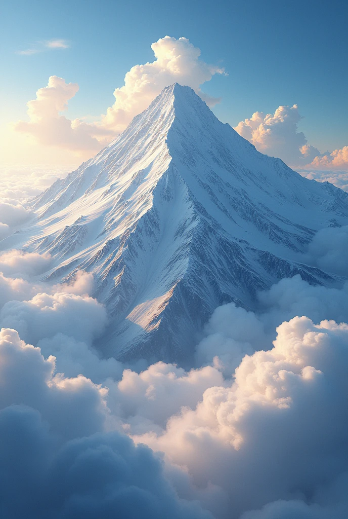 The highest volcano mountain with beautiful views through the clouds