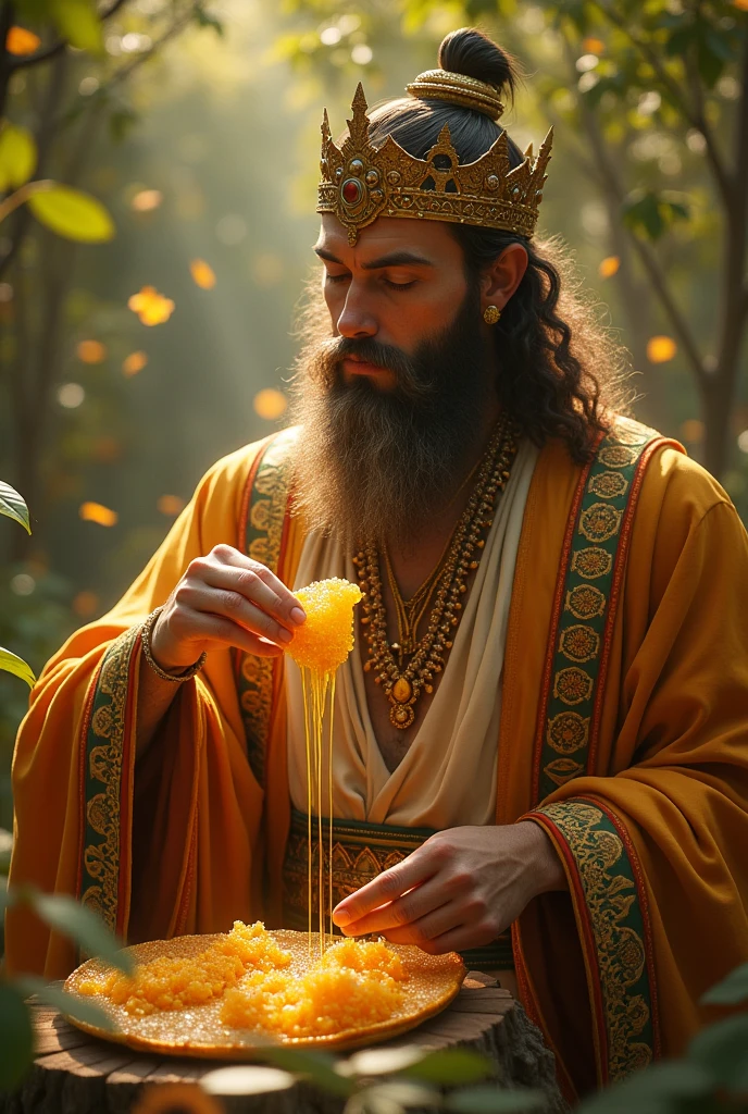The king is eating honey to get the jibba