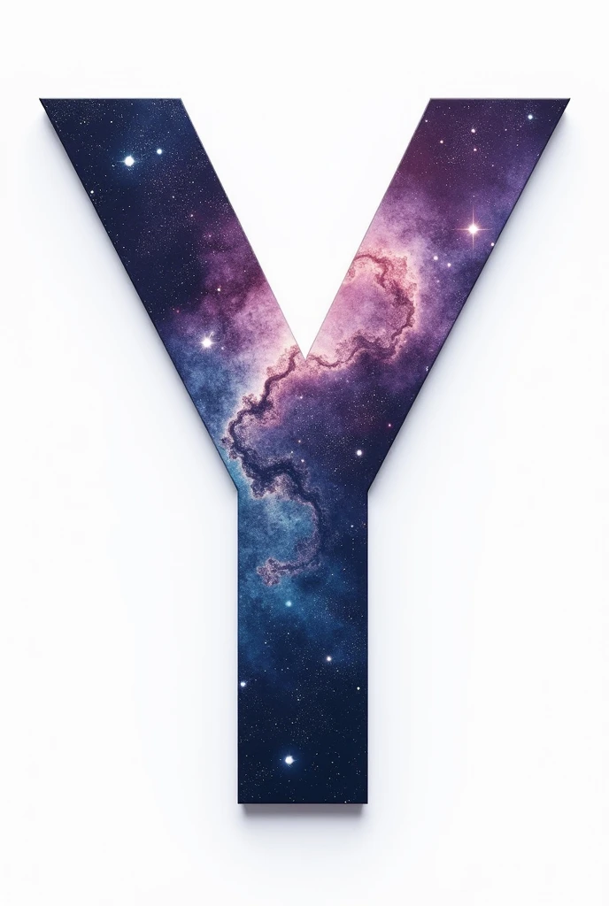 Letter Y with universe texture on white background