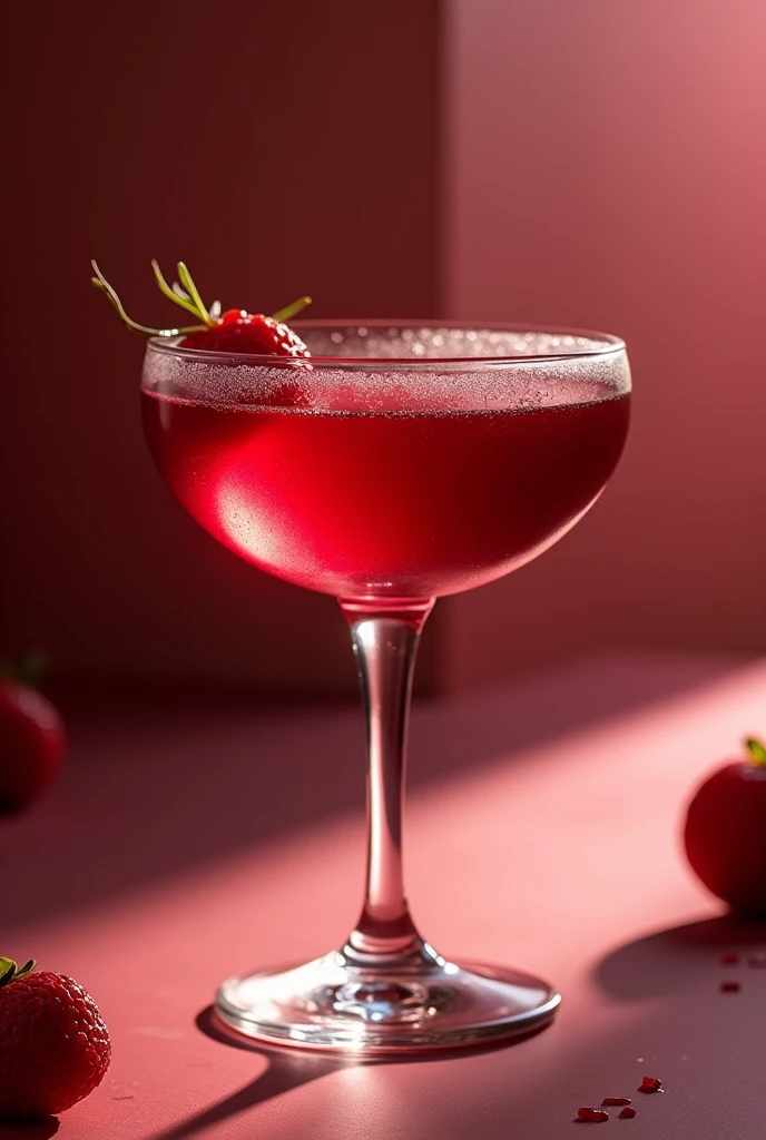 Photo taken horizontally, to a red cocktail