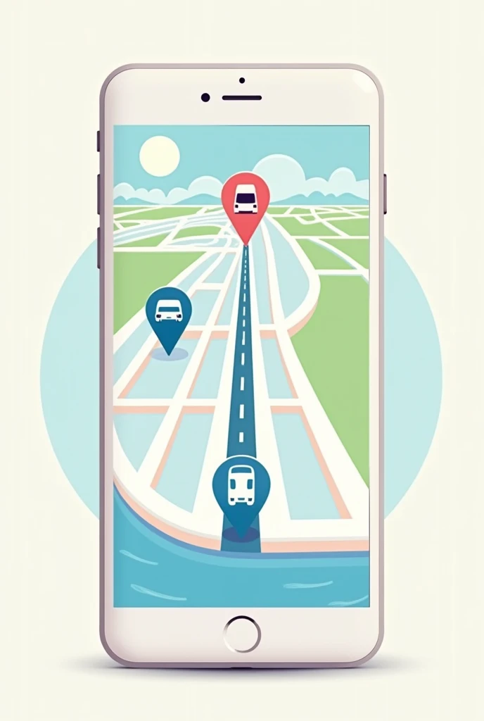 a real-time map, with the illustration similar to the waze interface. Quite intuitive and easy to understand, friendly and minimalist. The type of illustration that is 2D, nothing in 3D, without being inside a device. No location points or cars, just the map.