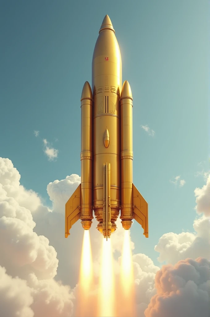 Create a realistic golden rocket image