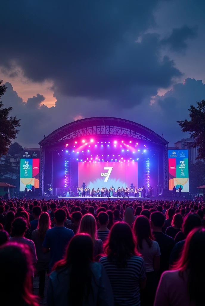 Channel 7 Thai TV is broadcasting live a concert program called 7 Colors Concert since 1986-2015. It is an outdoor concert stage that competes with Channel 5's Lok Dontri program. It is a stage where Channel 7 stars, Thai singers, Luk Thung singers, Mor Lam singers, and foreign singers come together to sing on this stage at Lan Plearn 7 Colors near Channel 7 TV Station, Bangkok, Thailand. It airs at 12:00.