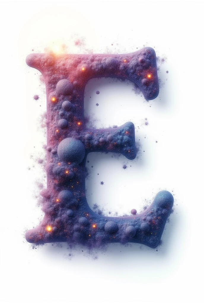 Letter E with universe texture on white background