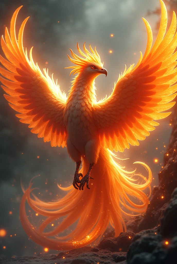 Phoenix, reborn, demonstrating strength and wisdom, fancy , lots of glow, glamour
