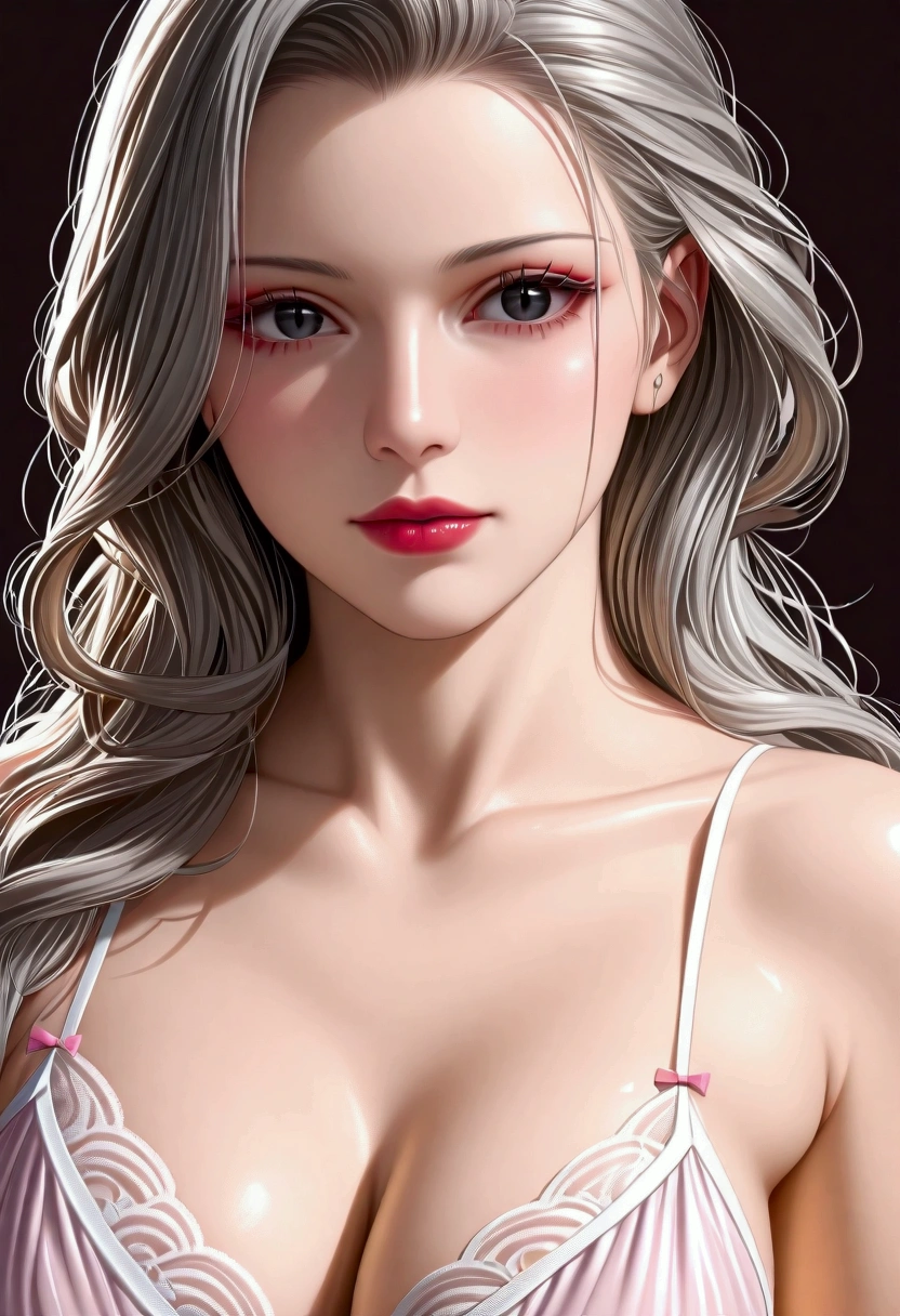 score_9, score_8_superior, score_7_superior, High-resolution CG illustration,A masterpiece in 32K resolution,Highest quality,it is really amazing,Very detailed,Ultra-high resolution,Ultra-realistic,Realistic,Increased depth of field,Cinematic lighting,
Elegant mature Japanese woman,
Shiny silver hair,Wavy long hair,Showing his forehead,god々Beautiful,Ultra-detailed and beautiful face,Sensual look,Beautiful dark brown, moist eyes,Pitch black eyes,Glowing, moisturized skin,Translucent white skin,born々New skin texture,Great proportions,
Elegant wine-red slit dress,spaghetti straps,Deep slit,Detailed and beautiful lace decorations,born地の柔らかな質感,
Black panties,
Black Stockings,
高層ビルの屋superior,Background of big city night scene,
Dramatic Angle,