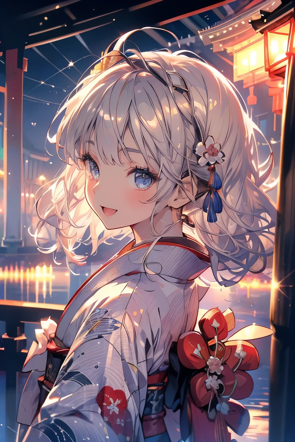 (Best quality,4K,8K,High resolution,Masterpiece:1.2),Super detailed,(Actual, Realistic),highly detailed, top quality, soft skin,Portrait,
break,
((clear blue eyes:1.2)),smiling eyes,beautiful eyelashes,beautiful lower eyelashes,
break,
((Beautiful and shiny silver hair:1.3)),A dazzling smile, a bursting smile, an open mouth laugh,
break,
very happily,
break,
((kimono:1.3)),
break,
((Togetsukyo Bridge in Kyoto:1.3))